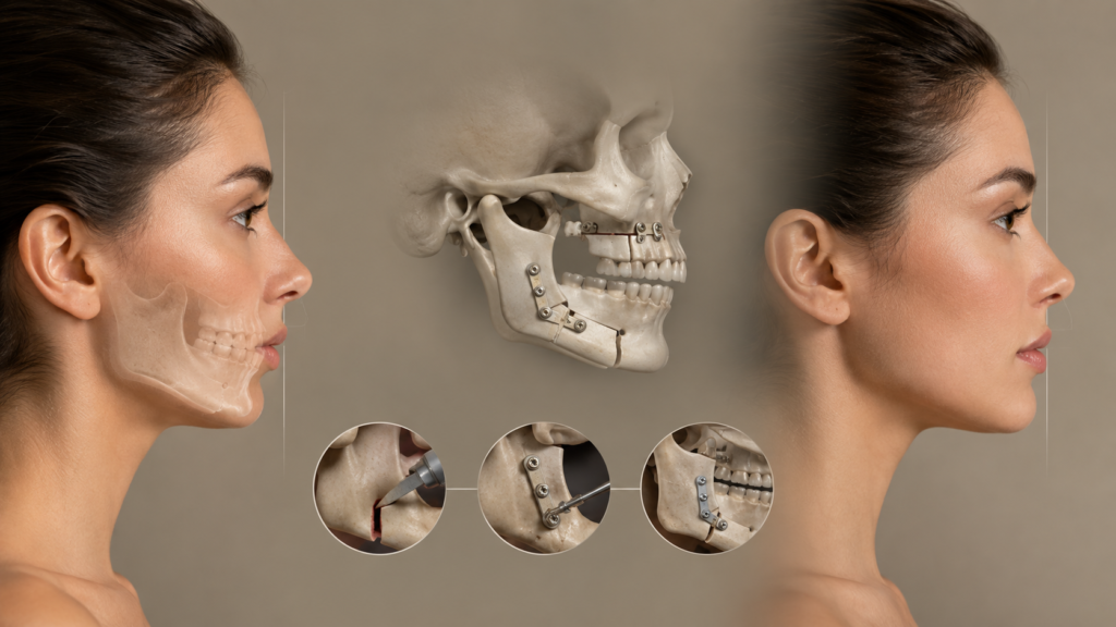 Cirurgiã bucomaxilofacial durante planejamento de cirurgia ortognática